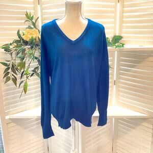 CHRISTIAN DIOR BLUE SOFT V NECK PULL OVER SWEATER SIZE MED 1248